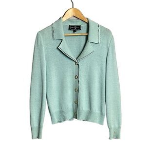 St. John Mint Green Button-Up Knitted Cardigan